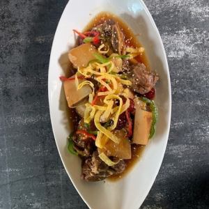 Beef rib stir fry