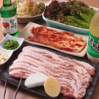 Smokeless Samgyeopsal & Lettuce Set♪ [4 dishes for 2,980 yen (tax included)]