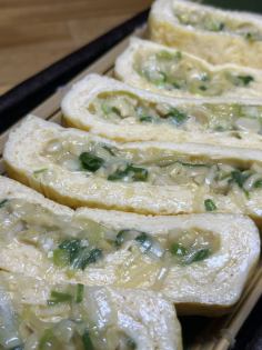 Dashi wrapped green onion natto