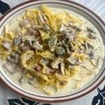 ベーコン・マッシュルームのクリームフェットチーネ