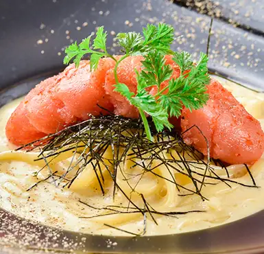 丸ごと明太子のクリーム生パスタ　