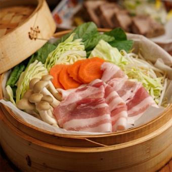 【日～木曜日限定コース】3時間飲放題付 6品 蒸篭コース《税込３３００円》全席個室◎