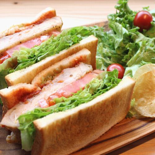 Grilled chicken and tomato sauce sandwich