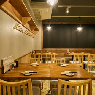 There is a large table seating area at the back of the store.The clean interior is perfect for a girls' night out. You can also connect the tables to seat up to 20 people!