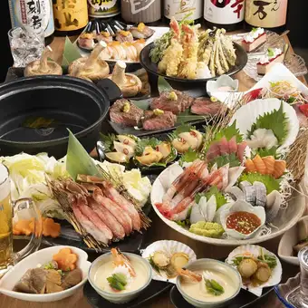 「豪華宴會套餐」－精選恩佐餐廳的精緻肉品和魚類料理！含3小時暢飲！ [10道菜，¥6000 → ¥5000]