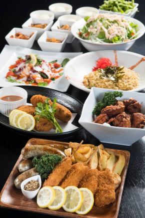 鮮魚のカルパッチョや特製の唐揚げに串カツ・ソーセージ等!夏のBeerコース(2時間飲み放題付)