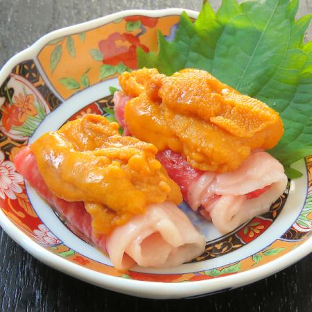 Sea urchin wagyu beef roll