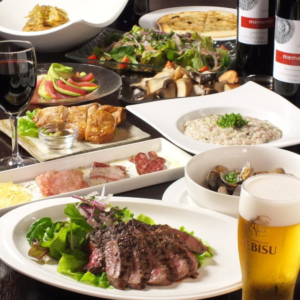 OK for 4 people OK! [2H Kuroge Wagyu Beef Charcoal Grill Steak Course with all you can drink]