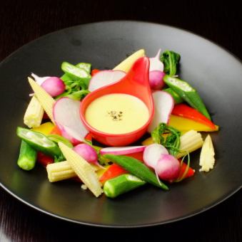 Bagna cauda with warm vegetables