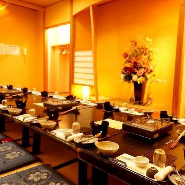 We have private rooms of various sizes, including private rooms for small groups of 3 to 4 people, private rooms for 10 to 15 people, and private rooms for up to 40 people.You can enjoy a party without worrying about the surroundings in a private room with a horigotatsu or tatami room in a calm atmosphere!
