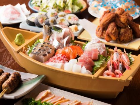 [All-you-can-drink plan with a boatload of perfect natural fresh fish] Enjoy the flavorful sashimi prepared by the fishy idiot manager★