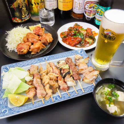 自慢の絶品炭火焼き鳥や多彩な人気居酒屋メニューを堪能するBコース 4500円(税込)♪