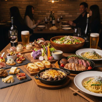 【含2小時暢飲】享受肉品和時令美味!漢堡工坊宴席套餐(共6道菜)6,500日圓(含稅)