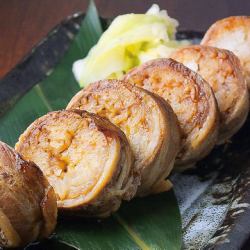 肉巻きおにぎり　香の物付き