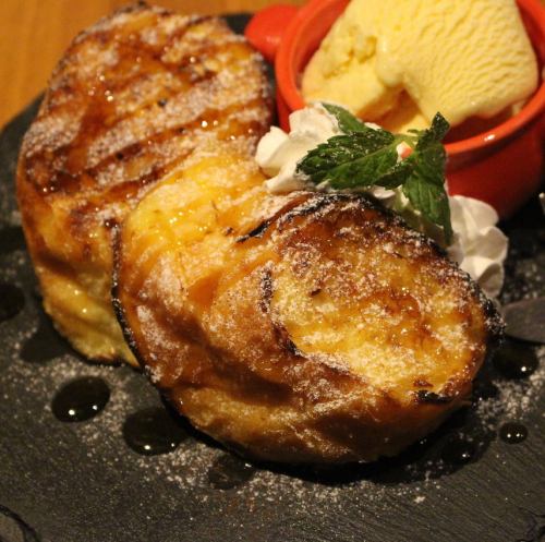 Store-made French toast with vanilla