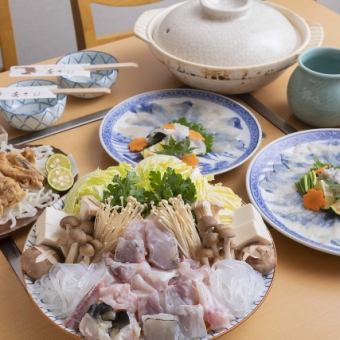[Fugu hotpot course ◆ 11,500 yen (tax included)] Enjoy seasonal ingredients to your heart's content.You can enjoy fugu hotpot, shabu-shabu, and more