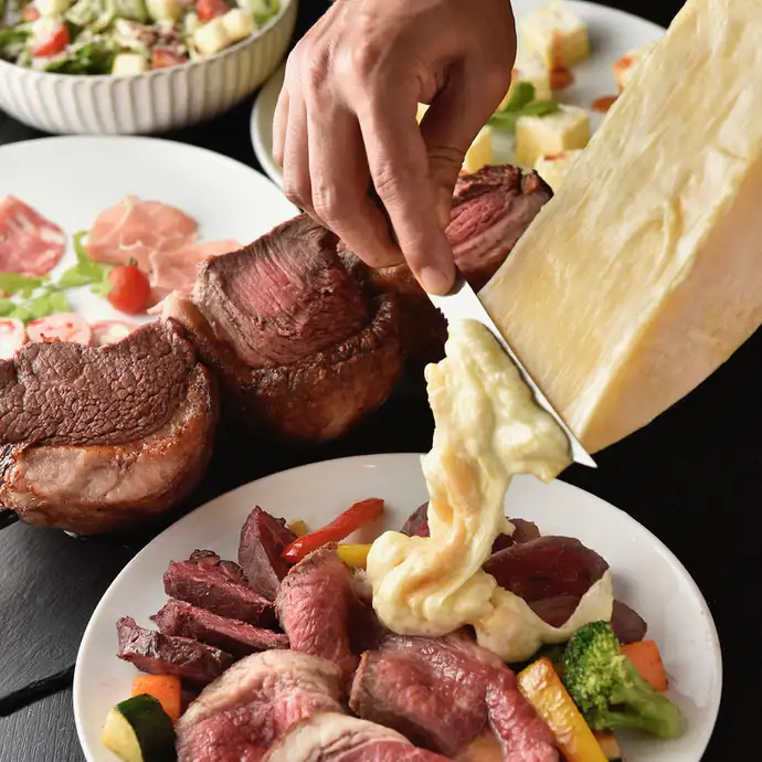 宴会におすすめ】濃厚ラクレットチーズ&炭火シュラスコ2時間食べ放題