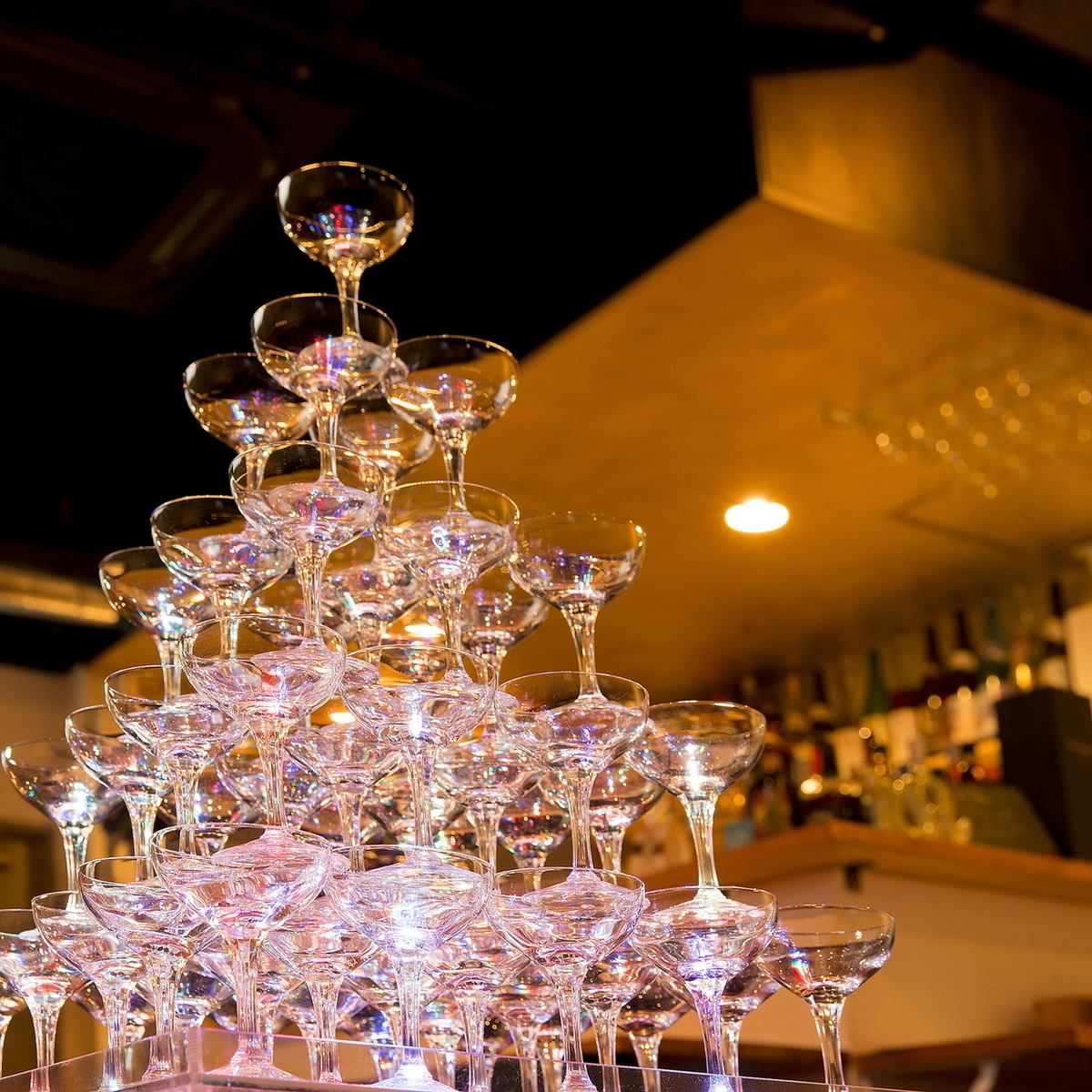 A champagne tower in Shibuya! There is no doubt that it will be exciting for a large number of people! We can propose various options if you ask us when you make a reservation!
