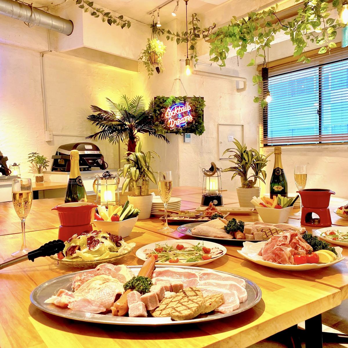 Shibuya's popular [all-you-can-eat x all-you-can-drink] BBQ course! Because it's an indoor BBQ, you don't have to worry about the weather! Enjoy a private BBQ at a comfortable spot near Shibuya Station (*^^*)
