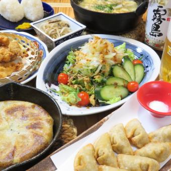 当日予約OK!コスパ◎サク飲みに♪丸鐡自慢の餃子3種も楽しめる!!全7品2H飲み放題付コース2990円!
