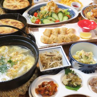 丸鐡自慢の餃子全4種や人気のポテサラや珍味盛りなど充実の11品2H飲み放題付コース4000円!
