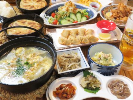 丸鐡自慢の餃子全4種や人気のポテサラや珍味盛りなど充実の11品2H飲み放題付コース4000円!