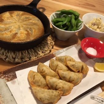 【選べる餃子8個とスープ餃子付】お手軽セット４品（サク飲みや遅い時間にお１人様に大人気）