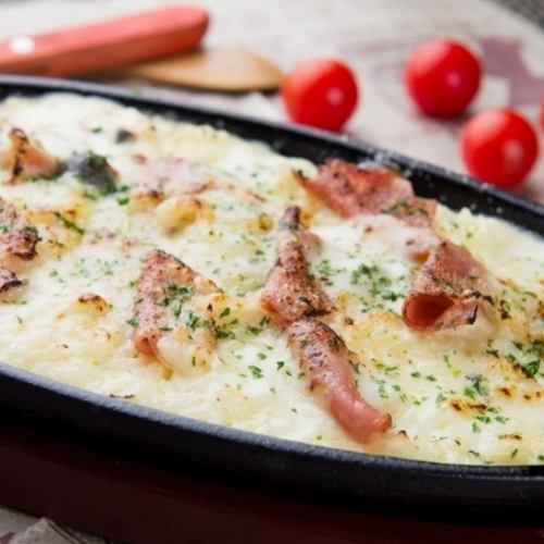 Baked Cream Risotto with Bacon and Mushrooms