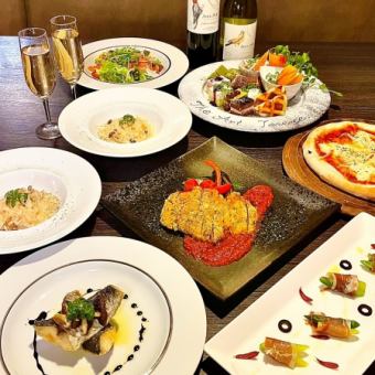 [Seasonal course A with all-you-can-drink] 4,950 yen (tax included) with 6 dishes + dessert buffet