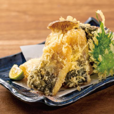 Torosaba and seasonal vegetable tempura
