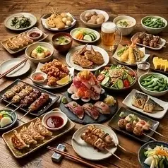 ●食べ飲み放題●180分制!!海鮮なだれ寿司.焼き鳥.海鮮寿司などほぼ全メニュー120種5000→3980円