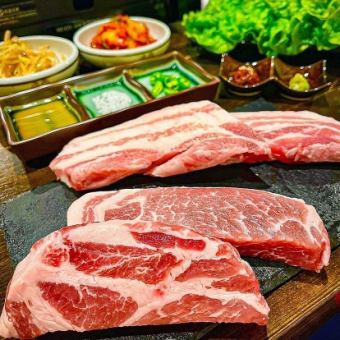 [2 hours all-you-can-drink included] Seto Momiji Pork used ★ Samgyeopsal & Moksal course 9 dishes 4500 yen