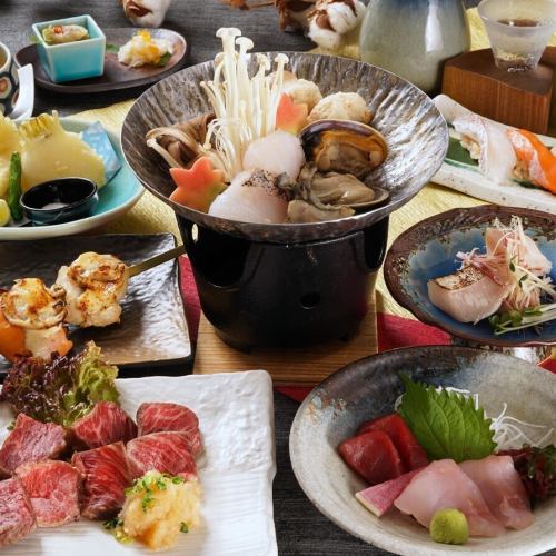 December/January [Food only] "Fuyuakebono Course" 10 dishes in total, including fugu, charcoal-grilled misuji, ankimo, and fugu milt