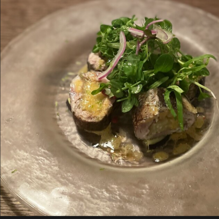 新さんまの炙りと焼きナス ～スダチの香り～