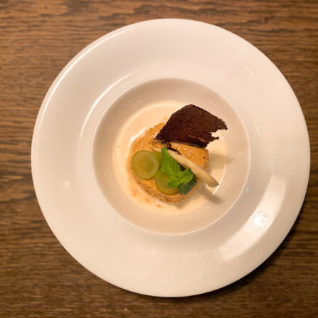 塩キャラメルのムース ～アーモンドミルクソース～