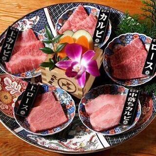 本日の五種飛騨牛盛り合わせ