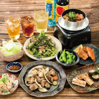 『一鳥目コース』〉自家製唐揚げ、鶏ももの炭火焼含む全８品〈生ビールもOK！120分飲み放題付き
