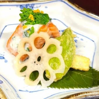 【お料理のみ】「季節の会席 スタンダードコース全9品」新鮮野菜や旬魚を使ったこだわりの逸品