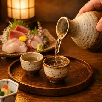 【2時間飲み放題(生ビール込)付】「プレミアムコー全ス8品」三種の日本酒と旬の逸品