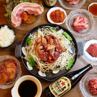 음료 무제한 코스☆생 에조 사슴 징기스칸이나 야채 세트 등 4378엔(부가세 포함)