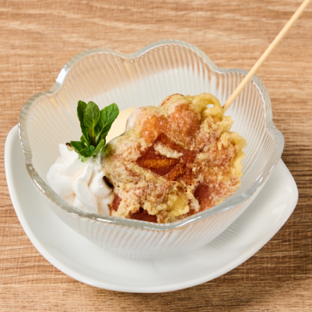 もみじ天ぷらとバニラアイス