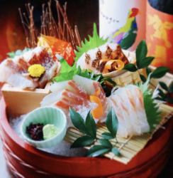 红鲷鱼拼盘[生鱼片、烤、半熟、海带]