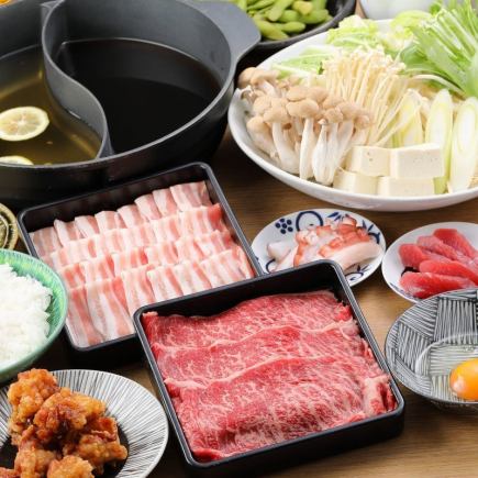 Original all-you-can-eat shabu-shabu [beef & pork shabu, pork sukiyaki, special dishes] 120 minutes with all-you-can-drink draft beer