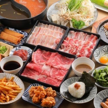 샤브샤브 뷔페 오리지널【소&돼지 샤브+일품 요리】120분 생맥주 포함 음료포함