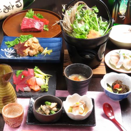 [◎ Anniversary special spring kaiseki course *8 kinds of pure daiginjo sake & 20 local sake] Individual hotpot premium beef steak 120 minutes all-you-can-drink 9 dishes 6000 yen → 5000 yen