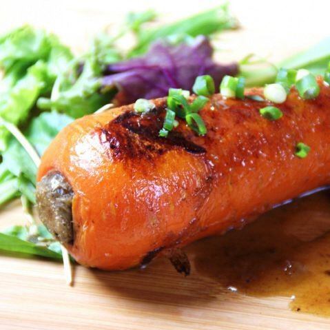 Steamed whole carrot steak with soy sauce and koji sauce