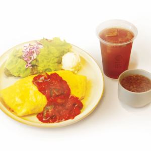 Tomato Omelet Rice Plate