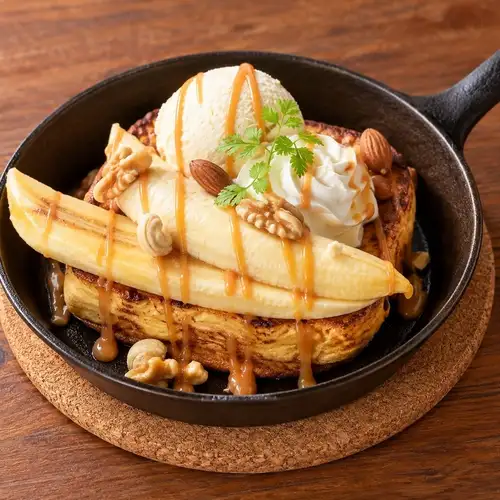 [Limited Time Offer] Caramel French Toast with Nuts and Bananas