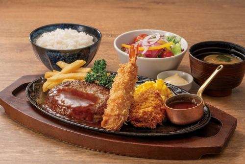 ハンバーグ＆天然海老フライ 四元豚ヒレカツデミグラスソース