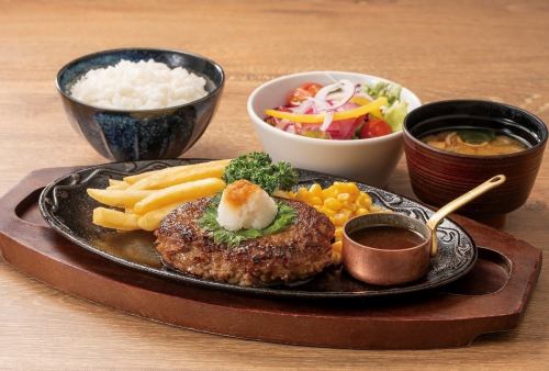 鉄板焼きハンバーグ膳　和風ソース